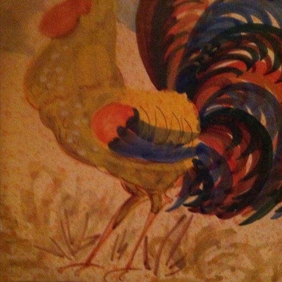 Square Rooster Wall Hanging Platter 15” - Picture 4 of 5